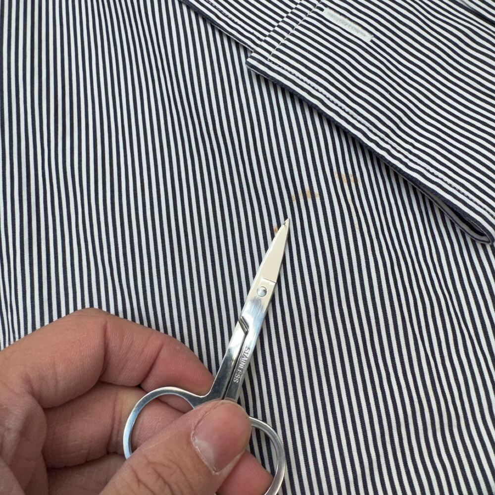 Mens Ralph Lauren Black Striped Dress Shirt White Collar French Cuff Italy 17 - Picture 3 of 9